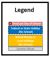 District School Academic Calendar Legend for Mitchell (billy) Elementary