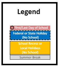 District School Academic Calendar Legend for Gold River Elementary