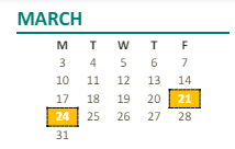 District School Academic Calendar for Mitchell (billy) Elementary for March 2025