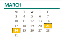 District School Academic Calendar for Holst (john) Elementary for March 2025