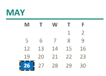 District School Academic Calendar for Mitchell (billy) Elementary for May 2025