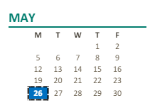 District School Academic Calendar for Green Oaks Fundamental (ELEM.) for May 2025