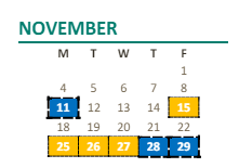 District School Academic Calendar for Holst (john) Elementary for November 2024
