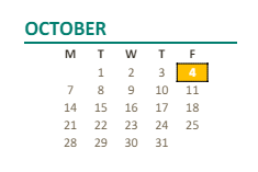 District School Academic Calendar for Mitchell (billy) Elementary for October 2024
