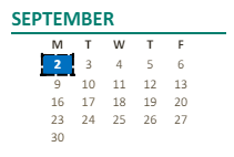 District School Academic Calendar for Mitchell (billy) Elementary for September 2024