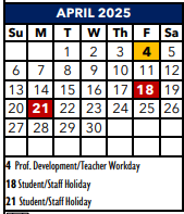 District School Academic Calendar for Byron P Steele II HS for April 2025