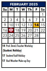 District School Academic Calendar for Byron P Steele II HS for February 2025