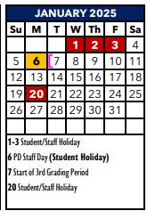 District School Academic Calendar for Samuel Clemens High School for January 2025