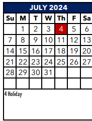 District School Academic Calendar for Norma J Paschal Elementary School for July 2024