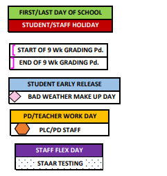 District School Academic Calendar Legend for Jjaep Instructional