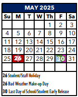 District School Academic Calendar for Norma J Paschal Elementary School for May 2025