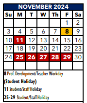 District School Academic Calendar for Dobie Junior High for November 2024