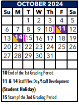 District School Academic Calendar for Allison  Steele Enhanced Learning for October 2024