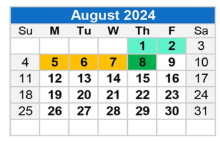 District School Academic Calendar for Joseph L Block Jr High School for August 2024