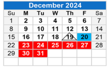 District School Academic Calendar for Joseph L Block Jr High School for December 2024