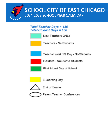 District School Academic Calendar Legend for Joseph L Block Jr High School
