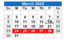 District School Academic Calendar for Joseph L Block Jr High School for March 2025