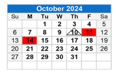 District School Academic Calendar for Joseph L Block Jr High School for October 2024