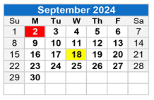 District School Academic Calendar for Joseph L Block Jr High School for September 2024