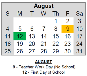 District School Academic Calendar for Thomas Jefferson Elem Sch for August 2024