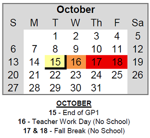 District School Academic Calendar for Thomas Jefferson Elem Sch for October 2024