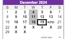 District School Academic Calendar for Ridge View Elementary School for December 2024