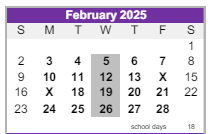 District School Academic Calendar for Ridge View Elementary School for February 2025