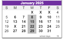 District School Academic Calendar for Ridge View Elementary School for January 2025