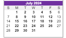 District School Academic Calendar for Ridge View Elementary School for July 2024