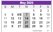 District School Academic Calendar for Ridge View Elementary School for May 2025