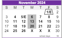 District School Academic Calendar for Ridge View Elementary School for November 2024