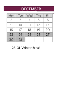 District School Academic Calendar for Joint Service Campus Program for December 2024