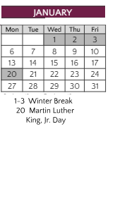 District School Academic Calendar for Joint Service Campus Program for January 2025