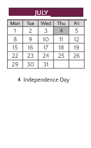 District School Academic Calendar for Joint Service Campus Program for July 2024