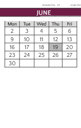 District School Academic Calendar for Joint Service Campus Program for June 2025
