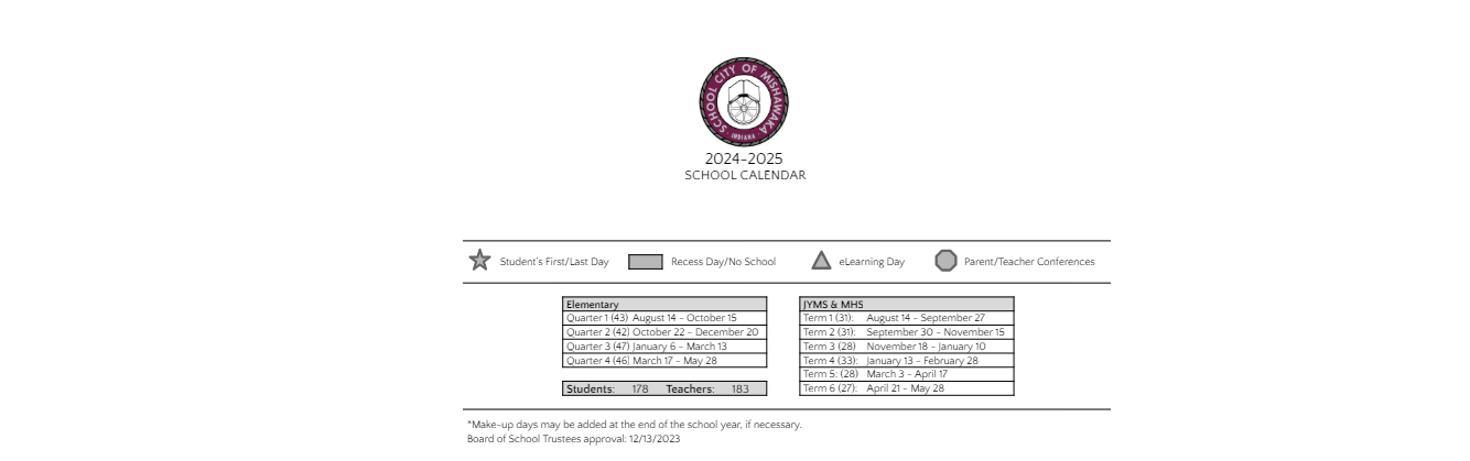 District School Academic Calendar Key for Joint Service Campus Program