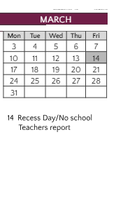 District School Academic Calendar for Joint Service Campus Program for March 2025