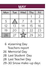 District School Academic Calendar for Joint Service Campus Program for May 2025