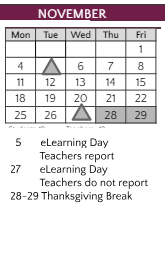 District School Academic Calendar for Joint Service Campus Program for November 2024