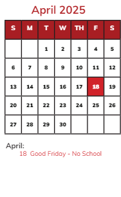 District School Academic Calendar for Wilbur Wright Middle School for April 2025