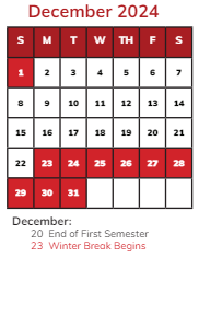 District School Academic Calendar for Wilbur Wright Middle School for December 2024