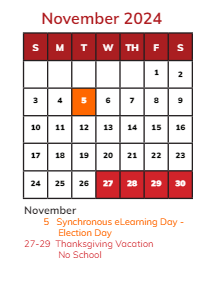 District School Academic Calendar for Wilbur Wright Middle School for November 2024