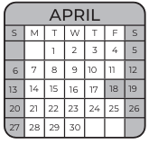 District School Academic Calendar for Zuni Elementary School for April 2025