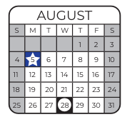 District School Academic Calendar for Zuni Elementary School for August 2024
