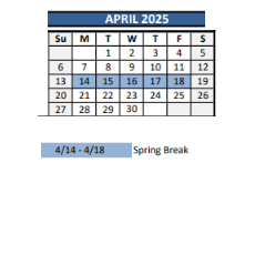 District School Academic Calendar for Adams Elementary School for April 2025