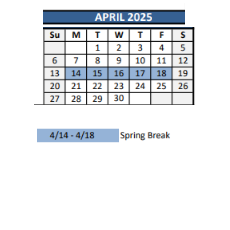 District School Academic Calendar for Nathan Hale High School for April 2025