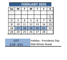 District School Academic Calendar for Adams Elementary School for February 2025