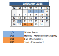 District School Academic Calendar for African American Academy K-8 for January 2025