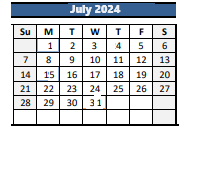 District School Academic Calendar for African American Academy K-8 for July 2024