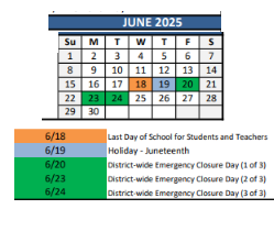 District School Academic Calendar for African American Academy K-8 for June 2025